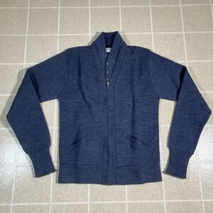 Vintage 1970s 100% Virgin Wool Union Made Made In USA Zip Up Sweater Size Large